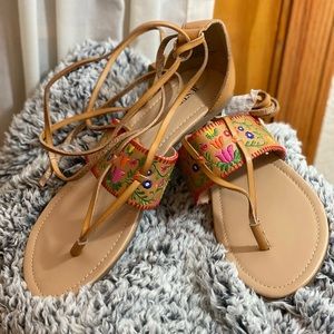 Just Fab Embroidered Sandals NWOB